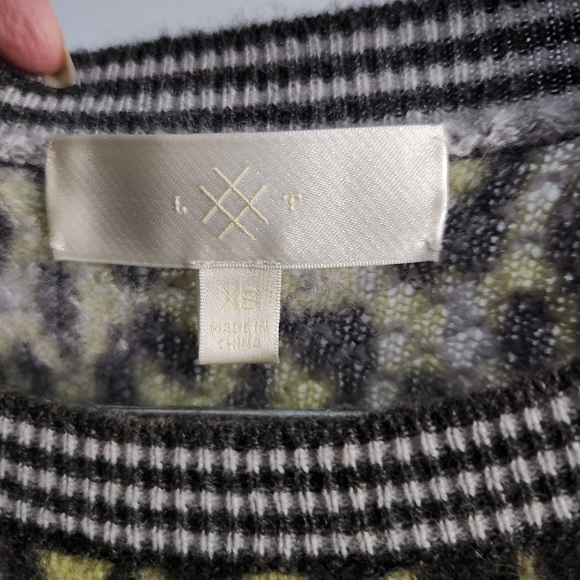 Lisa Todd Cashmere Leopard Piped Sweater Neon Stripe - Picture 9 of 9